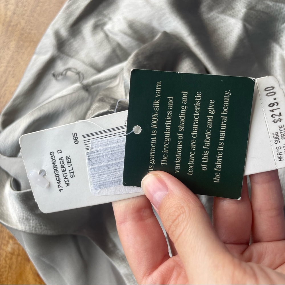 100% Silk Ralph Lauren Light Silver/green toned Slip Dress with Square Neck - Picture 4 of 6